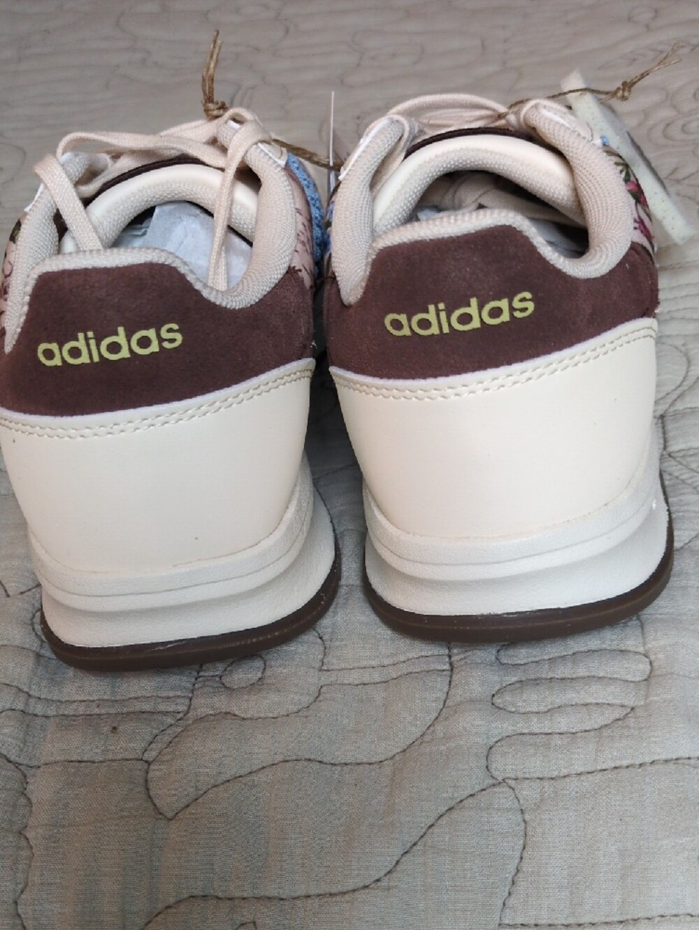 FARM Rio x Adidas Cream Floral Lace-Up Sneakers with Blue Stripes - Picture 2 of 10